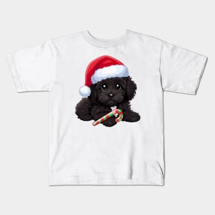 Black Cavapoo maltipoo christmas dog Kids T-Shirt